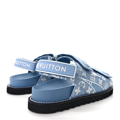 Louis Vuitton Monogram Denim Paseo Flat Comfort Sandals 39 Light Blue 4 of 8