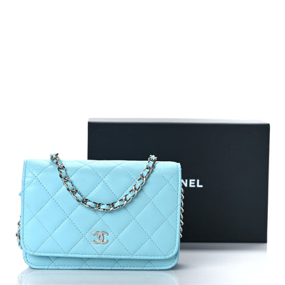 Chanel Lambskin Quilted Mini Wallet On Chain WOC Neon Blue 11 of 11