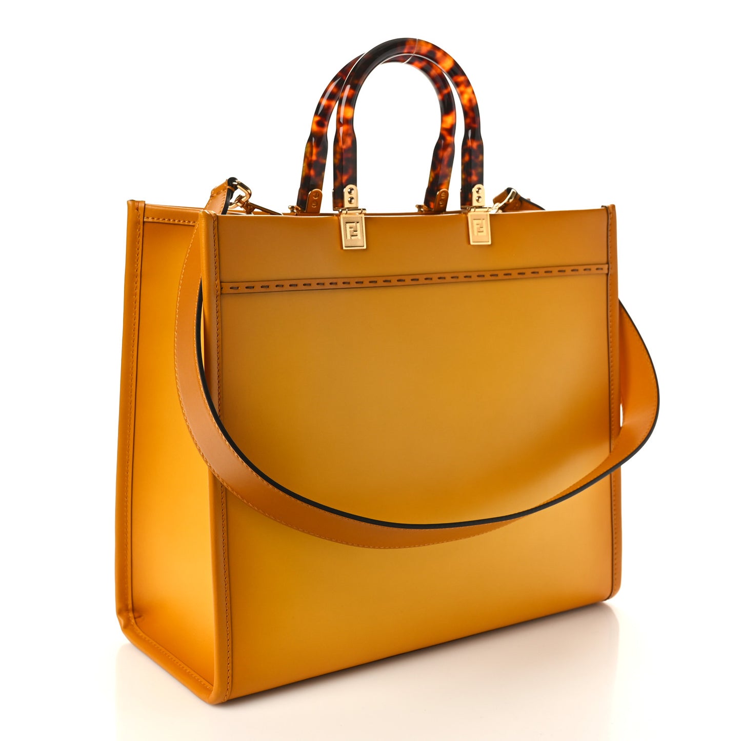 Vitello King Tamponato Plexiglass Medium Sunshine Shopper Tote Mimosa