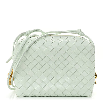Bottega Veneta Polished Patent Intrecciato Knot Small Loop Camera Bag Glacier Muse 1 of 12