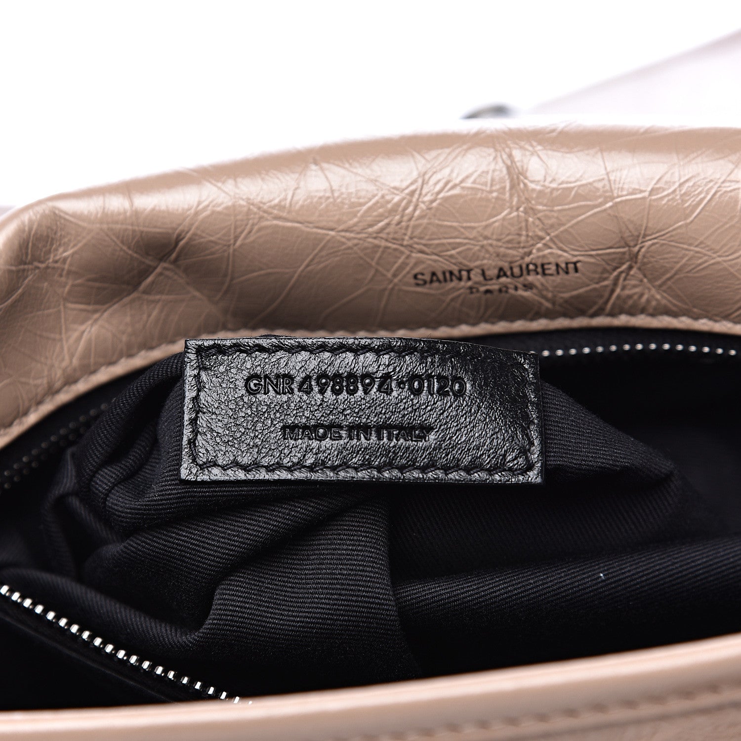 Saint Laurent Crinkled Calfskin Matelasse Monogram Medium Niki Chain Satchel Light Taupe 6 of 10