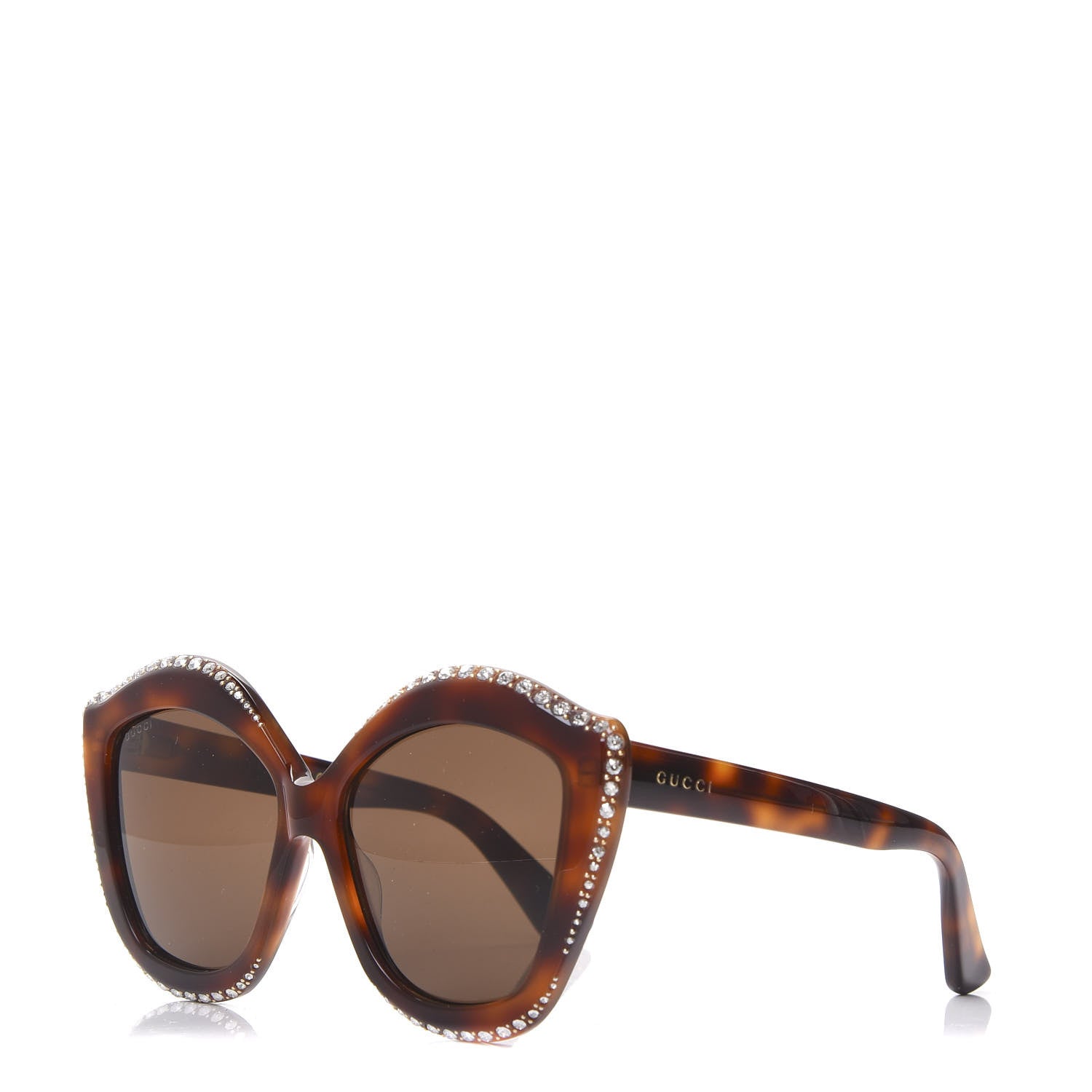 Gucci Crystal Cat Eye GG0118S Sunglasses Havana Brown 1 of 7