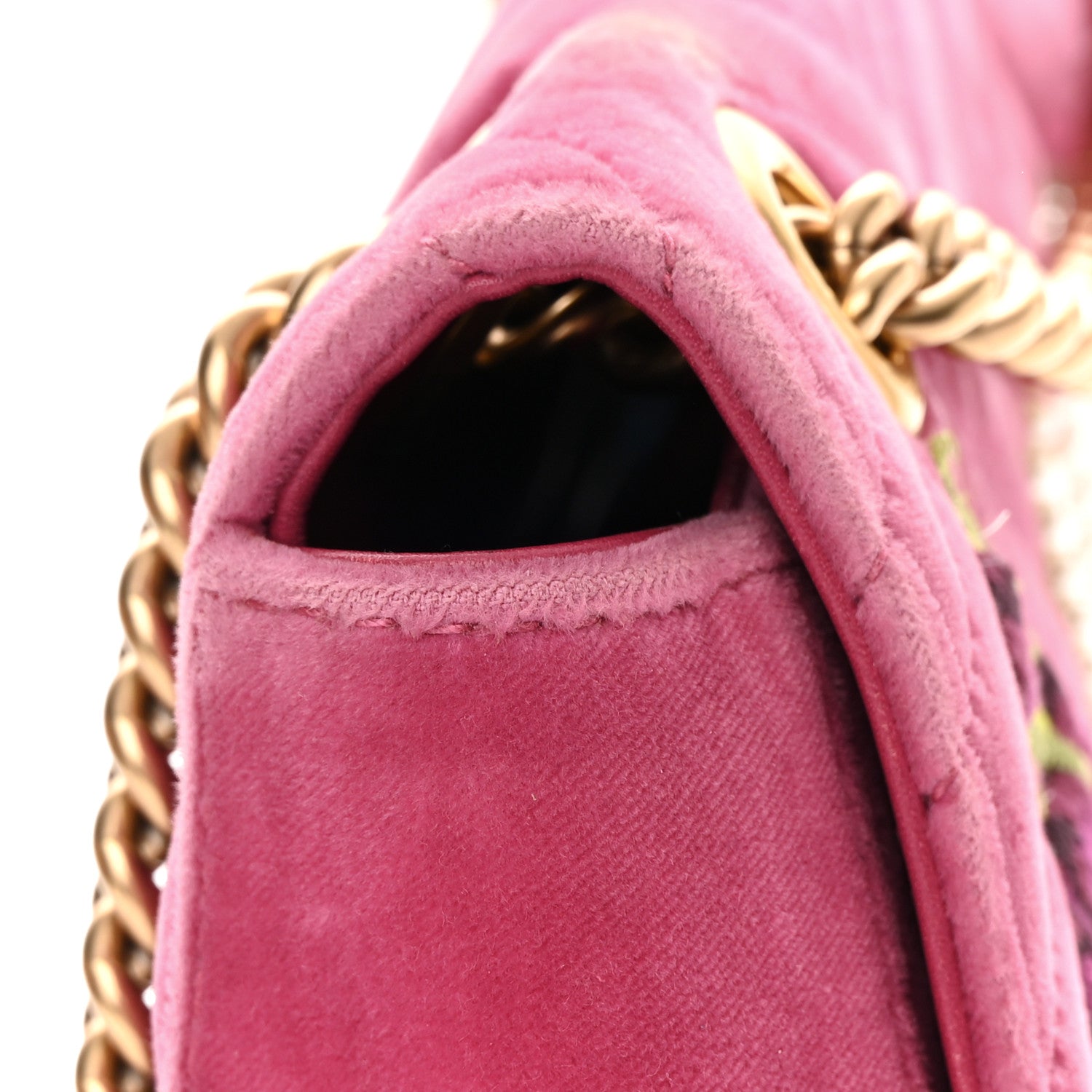 Gucci Velvet Matelasse Blind for Love Embroidered Medium GG Marmont Shoulder Bag Light Raspberry Rose Multicolor 12 of 17