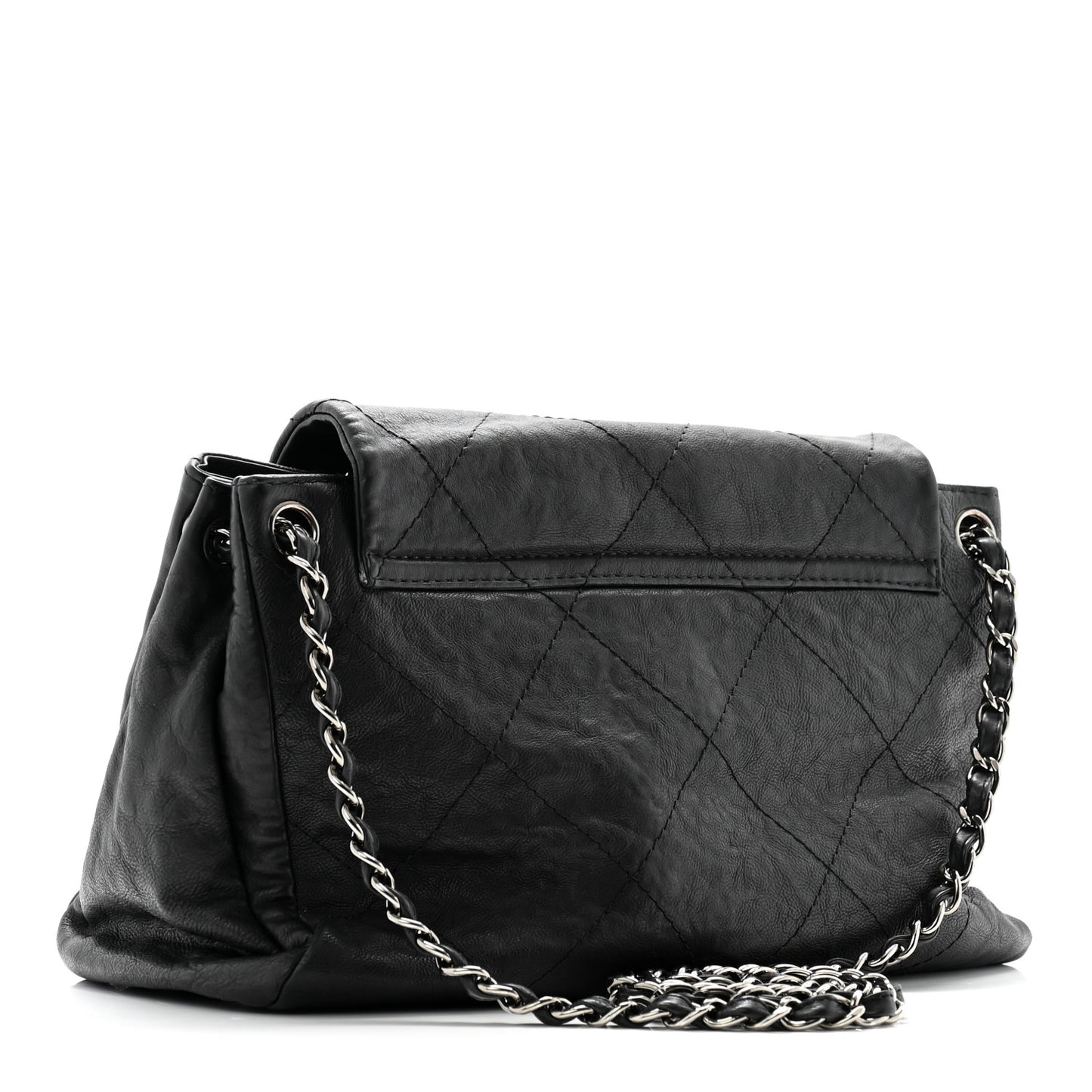 Calfskin Quilted Large Hamptons Flap Black