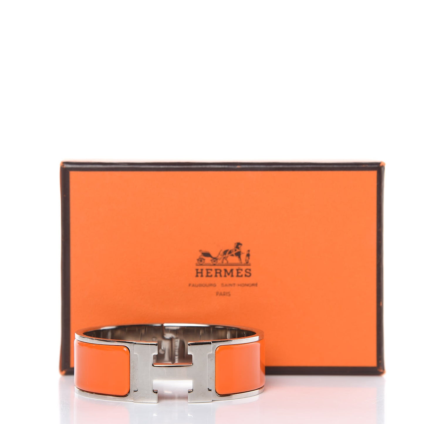 Enamel Wide Clic Clac H Bracelet GM Orange