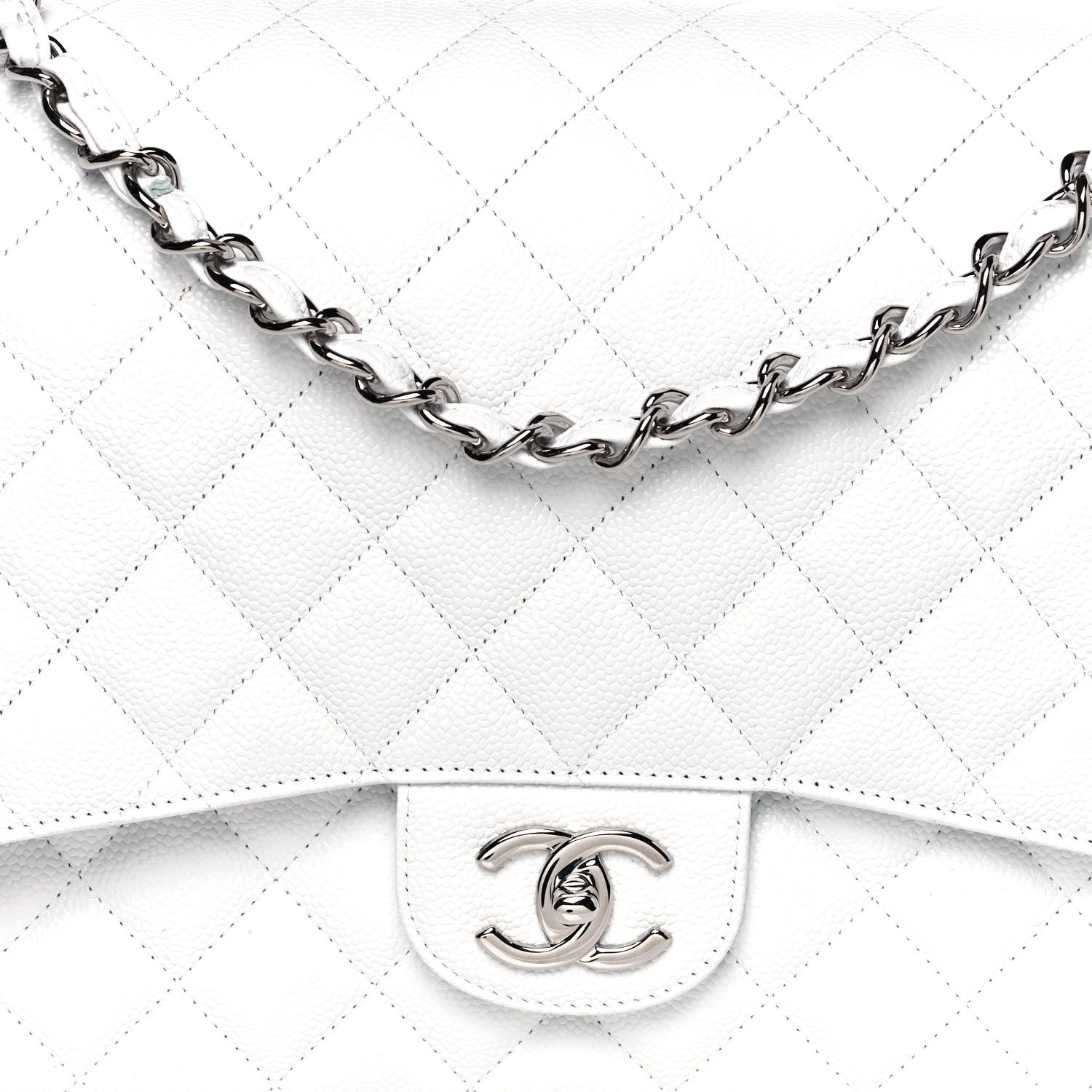 Chanel Caviar Quilted Maxi Double Flap White 8 of 14