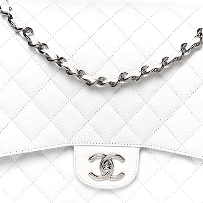 Chanel Caviar Quilted Maxi Double Flap White 8 of 14