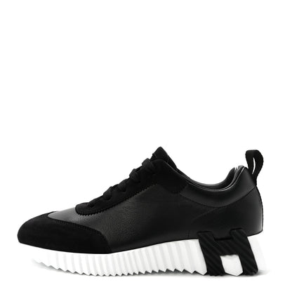 Hermes Goatskin Suede Goatskin Bouncing Sneakers 36 Black 1 of 9