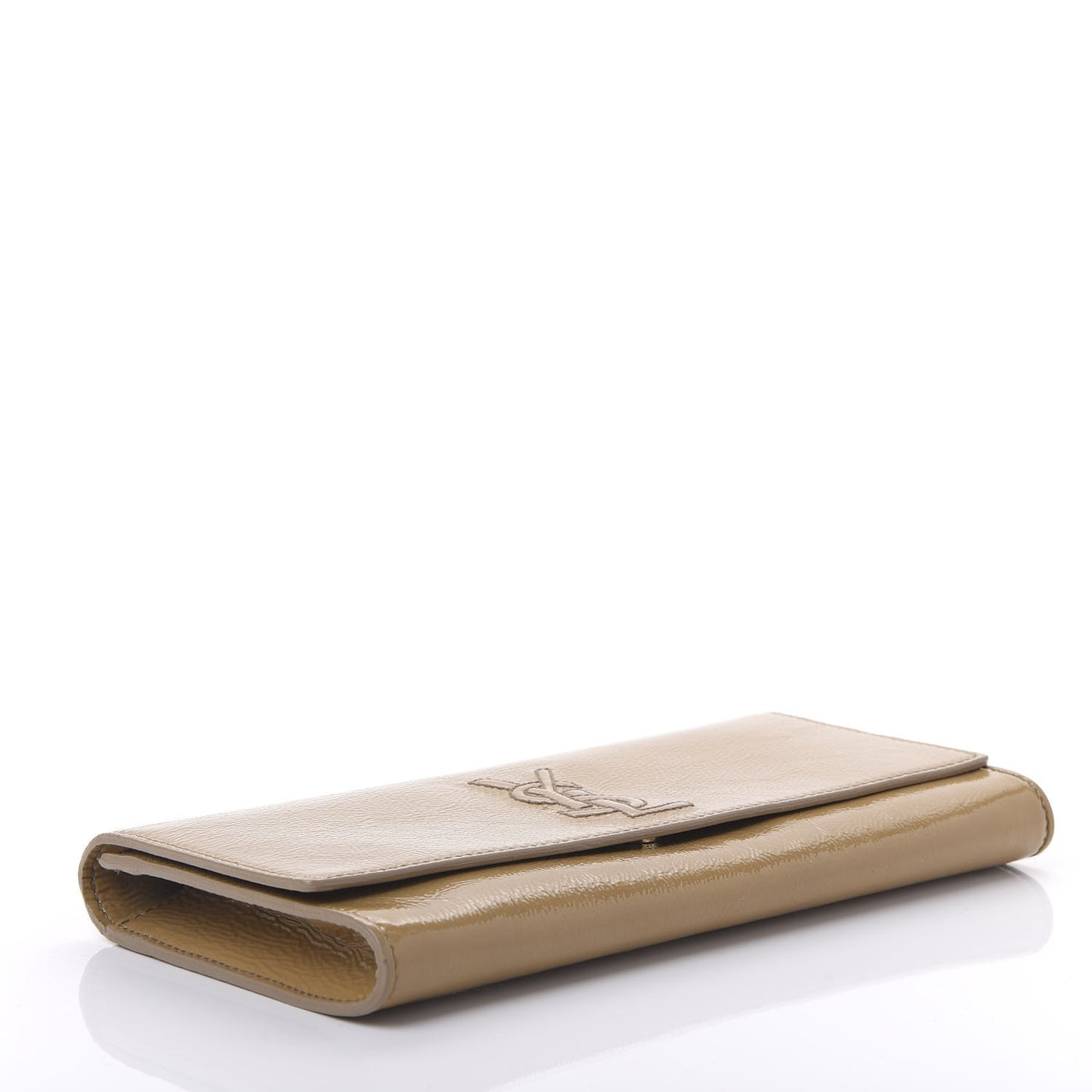 Textured Patent Calfskin Monogram Large Belle De Jour Clutch Beige