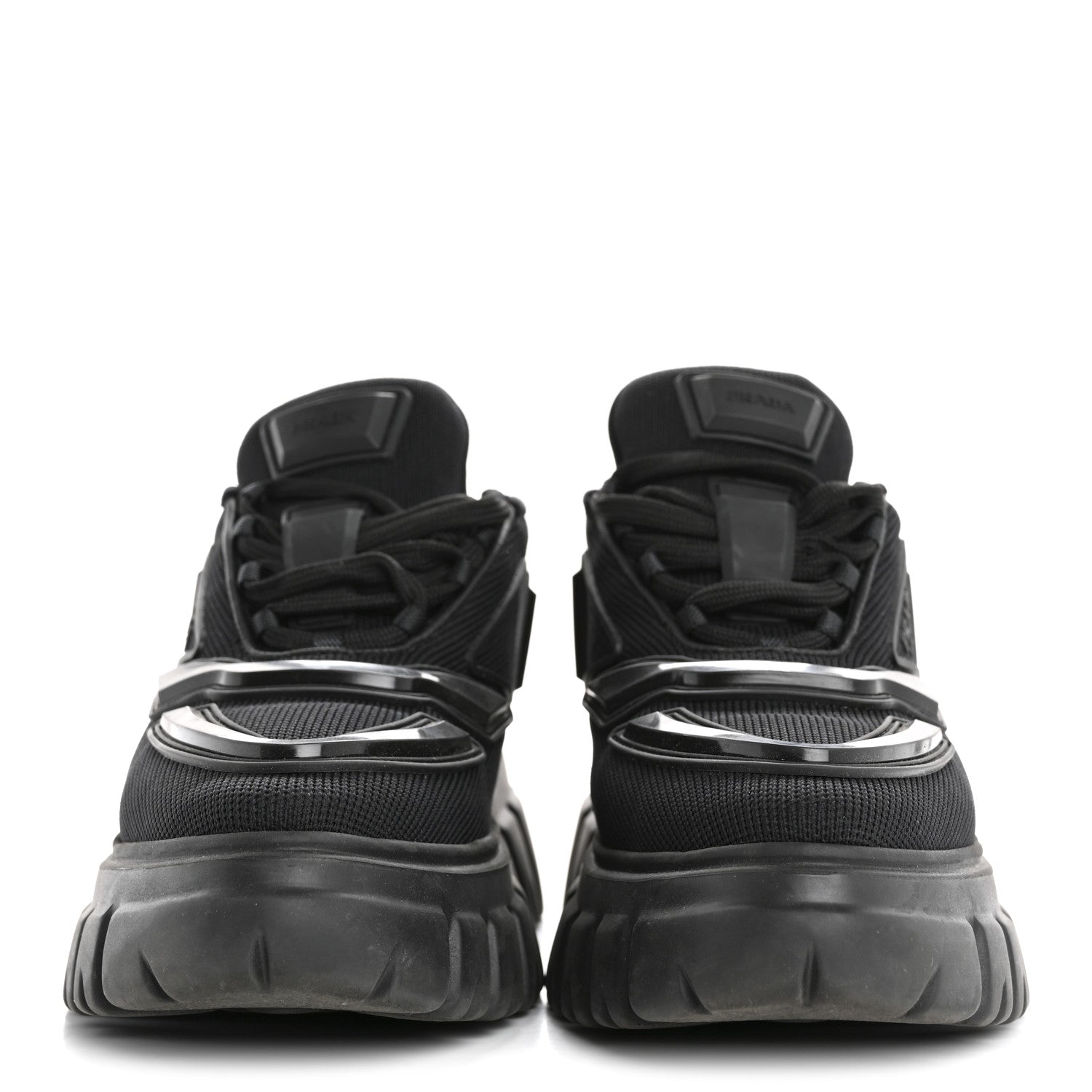 Prada Rubber Technical Knit Fabric Triangle Logo Evolution 55mm Sneakers 35.5 Black 3 of 10