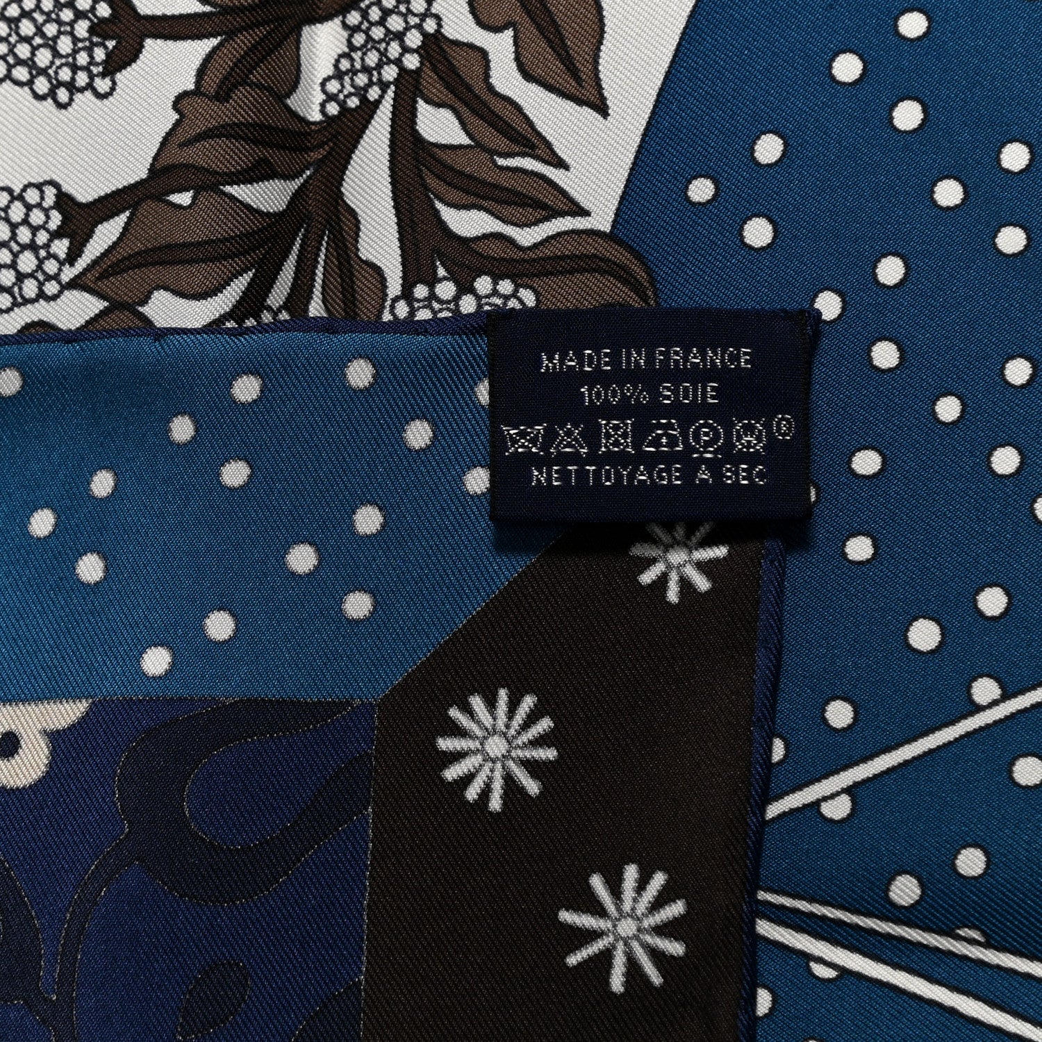 Hermes Silk Twill Le Premier Chant Scarf 90 Bleu Nuit White Ebene 5 of 5