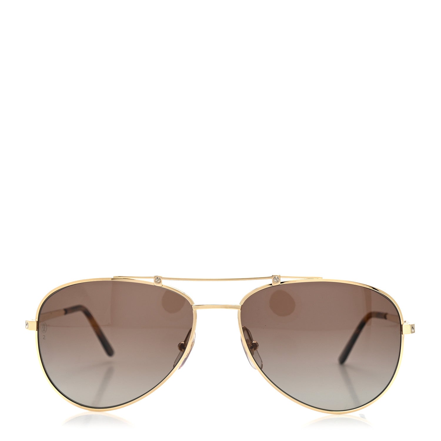 Cartier Santos CT0083S Aviator Sunglasses Gold Tortoise 2 of 7