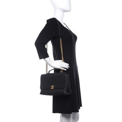 Chanel Grained Calfskin Stitched Flap Black 2 of 9