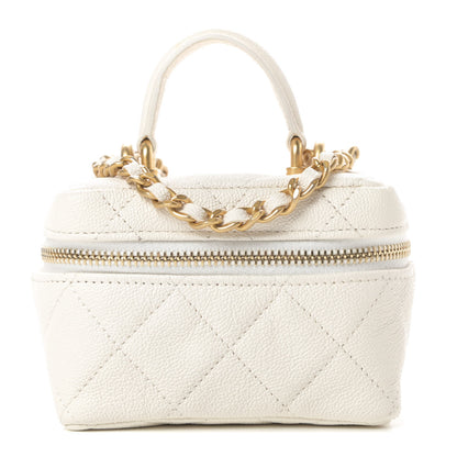 Chanel Caviar Quilted Mini Top Handle Vanity With Chain White 1 of 11
