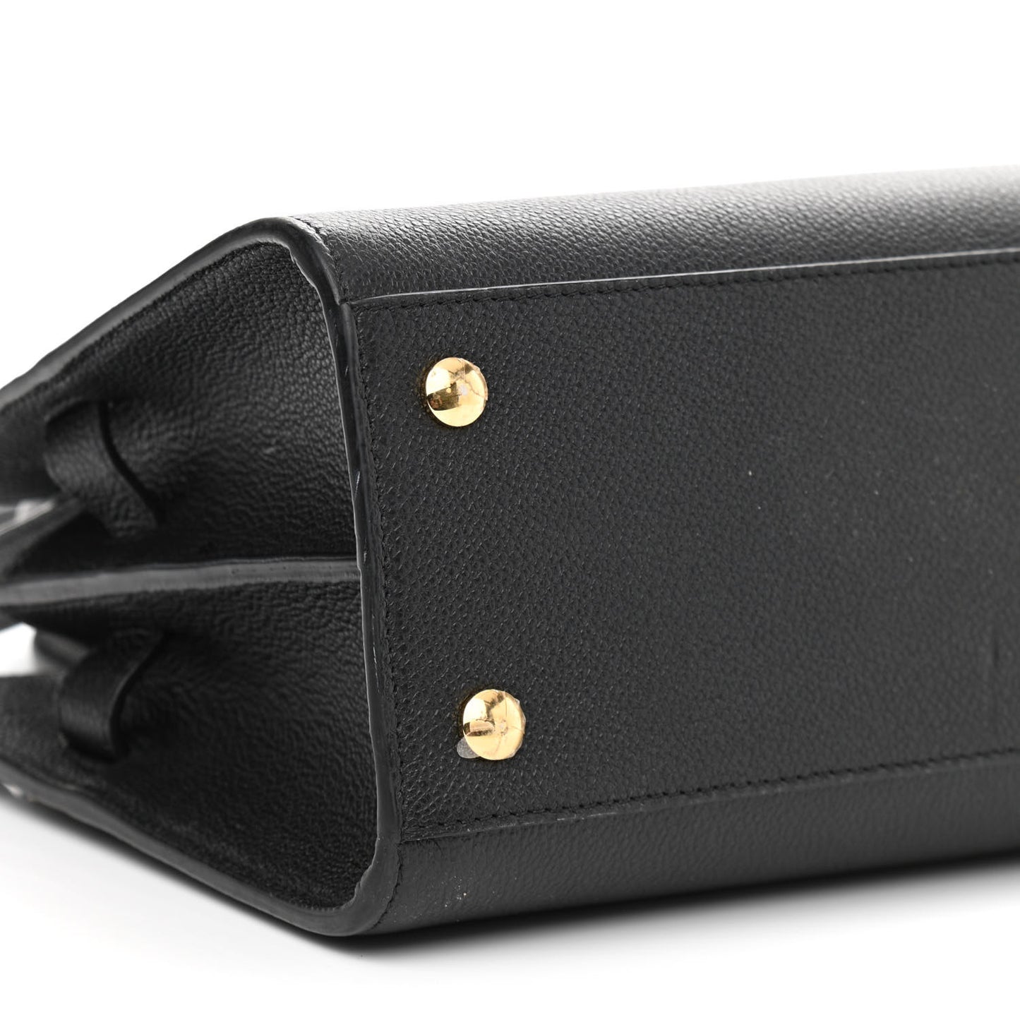Grainy Calfskin Mini Two Handle Title Bag Black