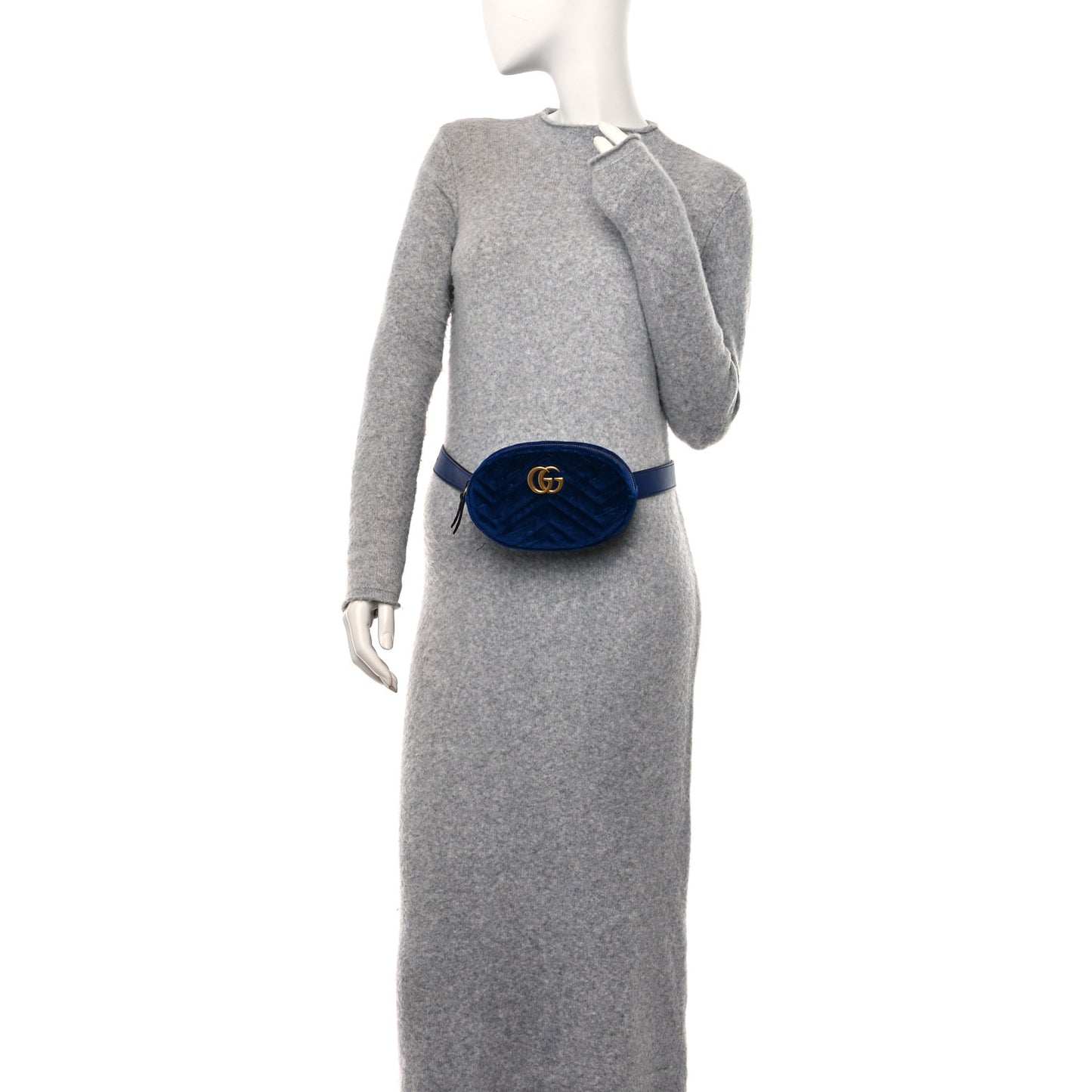 Velvet Matelasse GG Marmont Belt Bag 75 30 Cobalt Blue