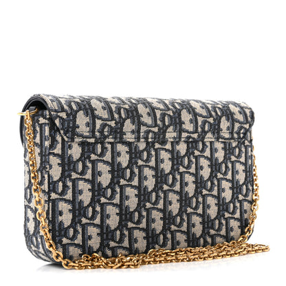 Christian Dior Oblique Saddle Chain Pouch Blue 3 of 12