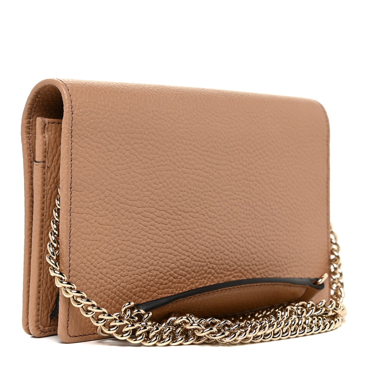 Pebbled Calfskin Soho Wallet on Chain Camelia