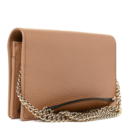 Gucci Pebbled Calfskin Soho Wallet on Chain Camelia 3 of 10