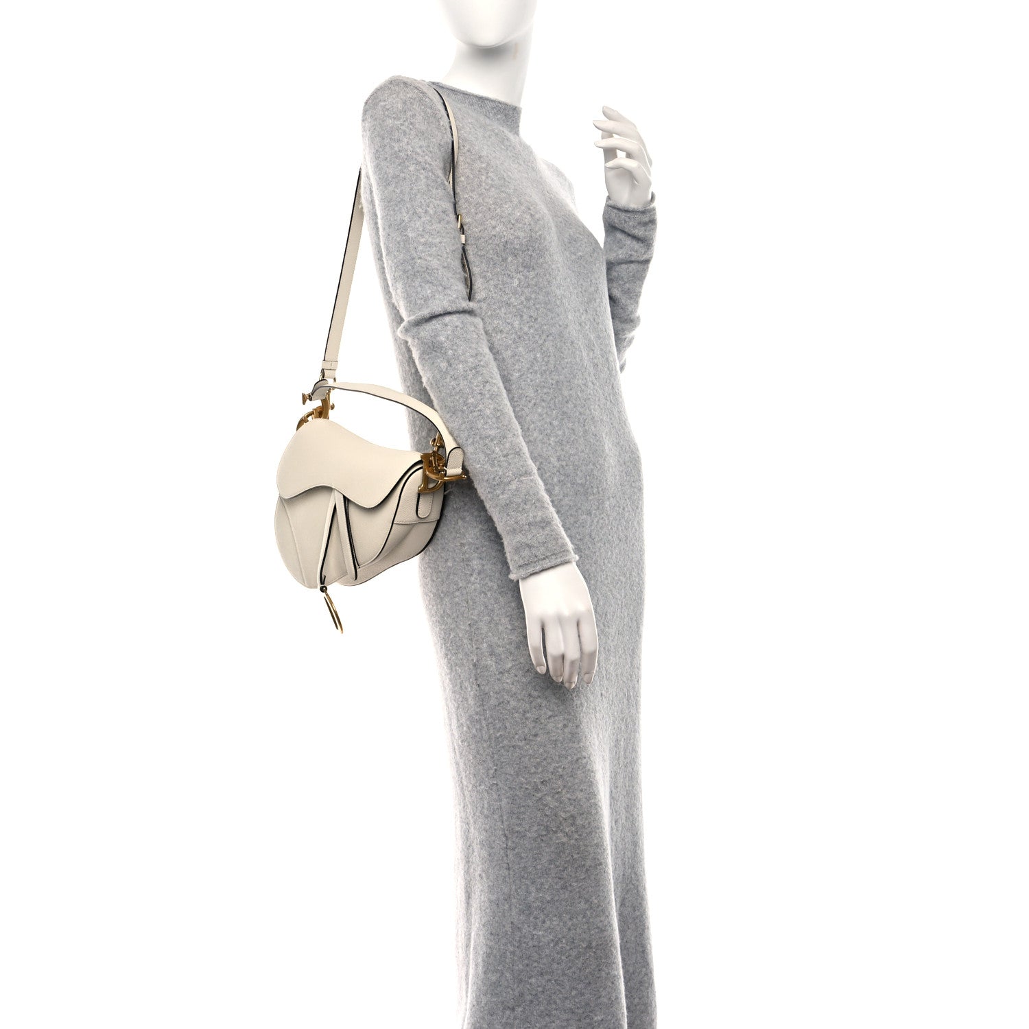 Christian Dior Grained Calfskin Saddle Bag With Strap Latte 3 of 9