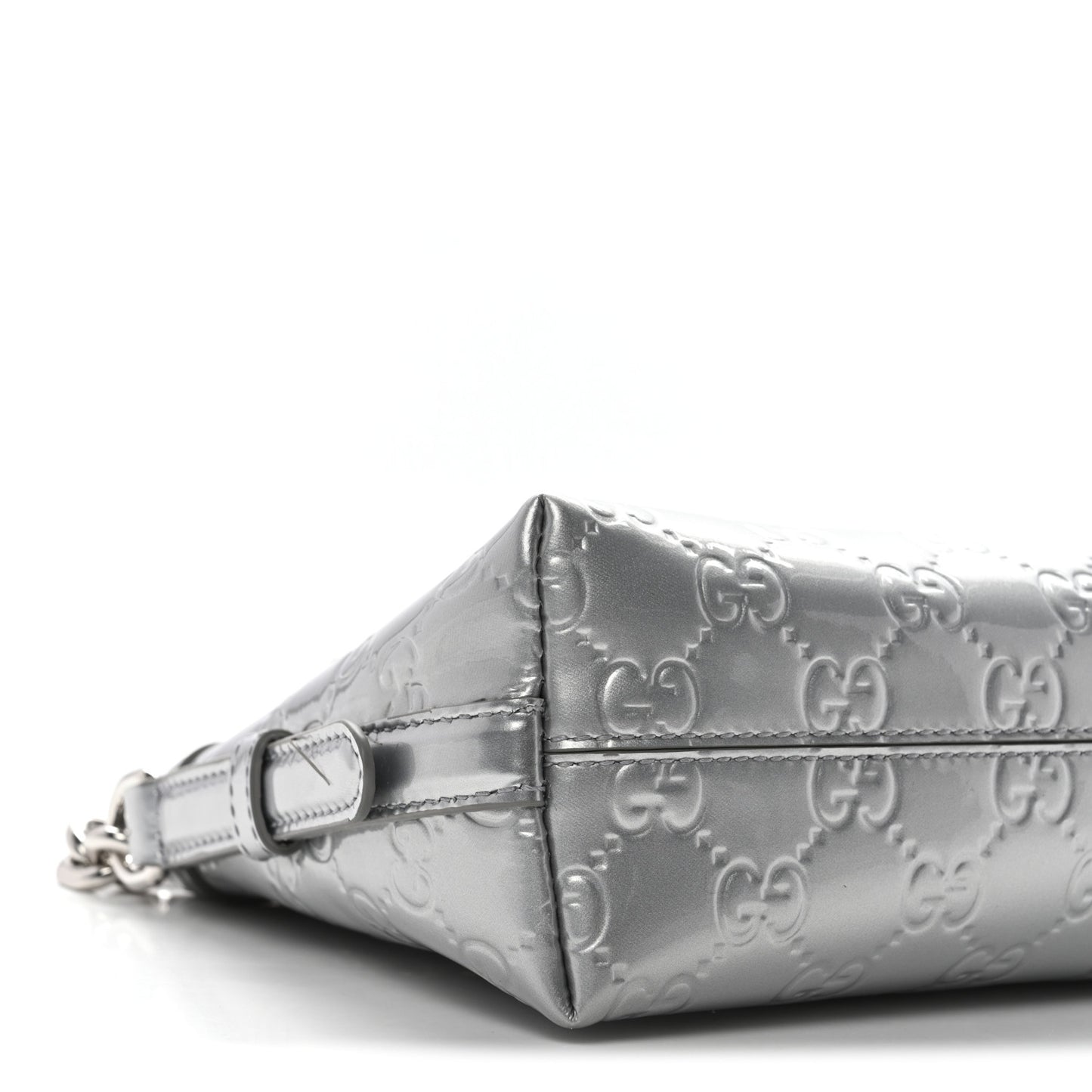 Shine Guccissima Emblem Small Shoulder Bag Silver