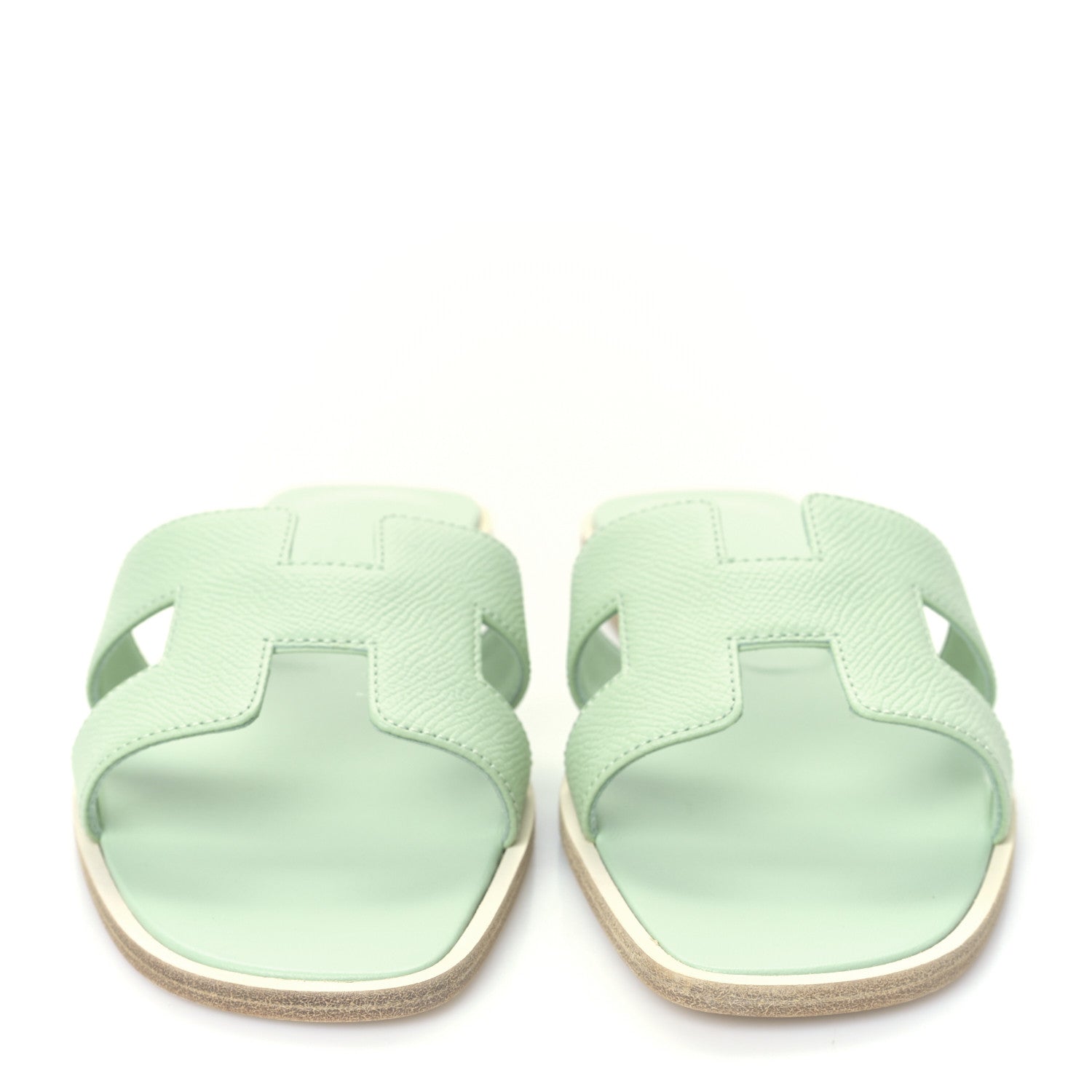 Hermes Epsom Oran Sandals 37.5 Vert Jade 2 of 8
