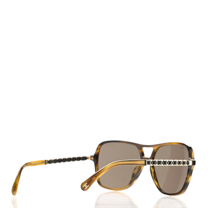 Chanel Metal Calfskin CC Chain Pilot Sunglasses 5439-Q Green Tortoise 4 of 7