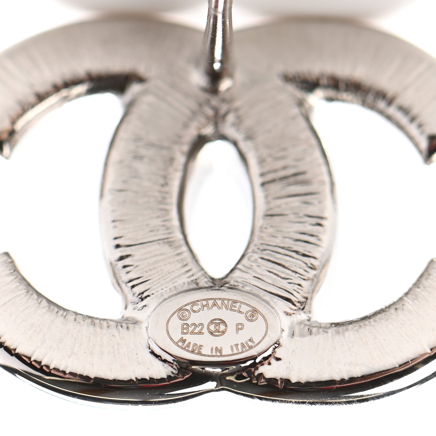 Chanel Baguette Crystal Double CC Earrings Silver 4 of 5