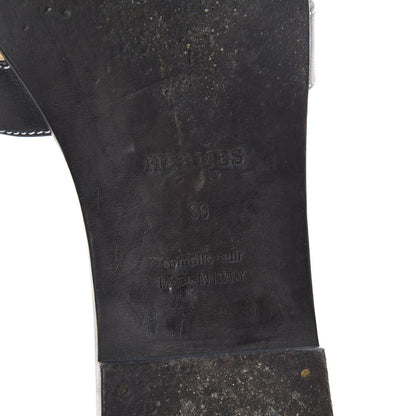 Hermes Box Calfskin Oran Sandals 39 Black 6 of 7