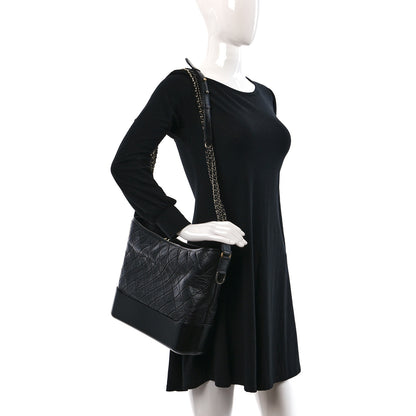 Chanel Aged Calfskin Quilted Large Gabrielle Hobo Black 2 of 9