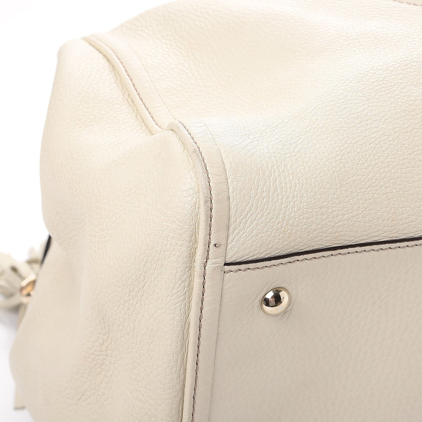Pebbled Calfskin Large Soho Shoulder Bag Off White
