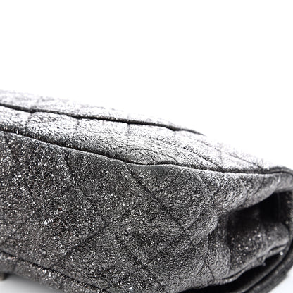 Chanel Metallic Crackled Calfskin Medium Double Flap Argent Fonce 11 of 11