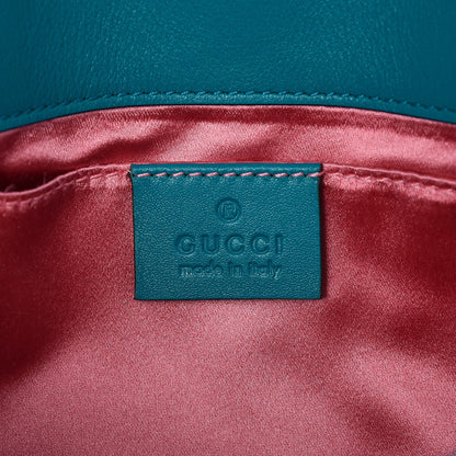 Gucci Velvet Matelasse Mini GG Marmont Shoulder Bag Pavone Cyan 6 of 7