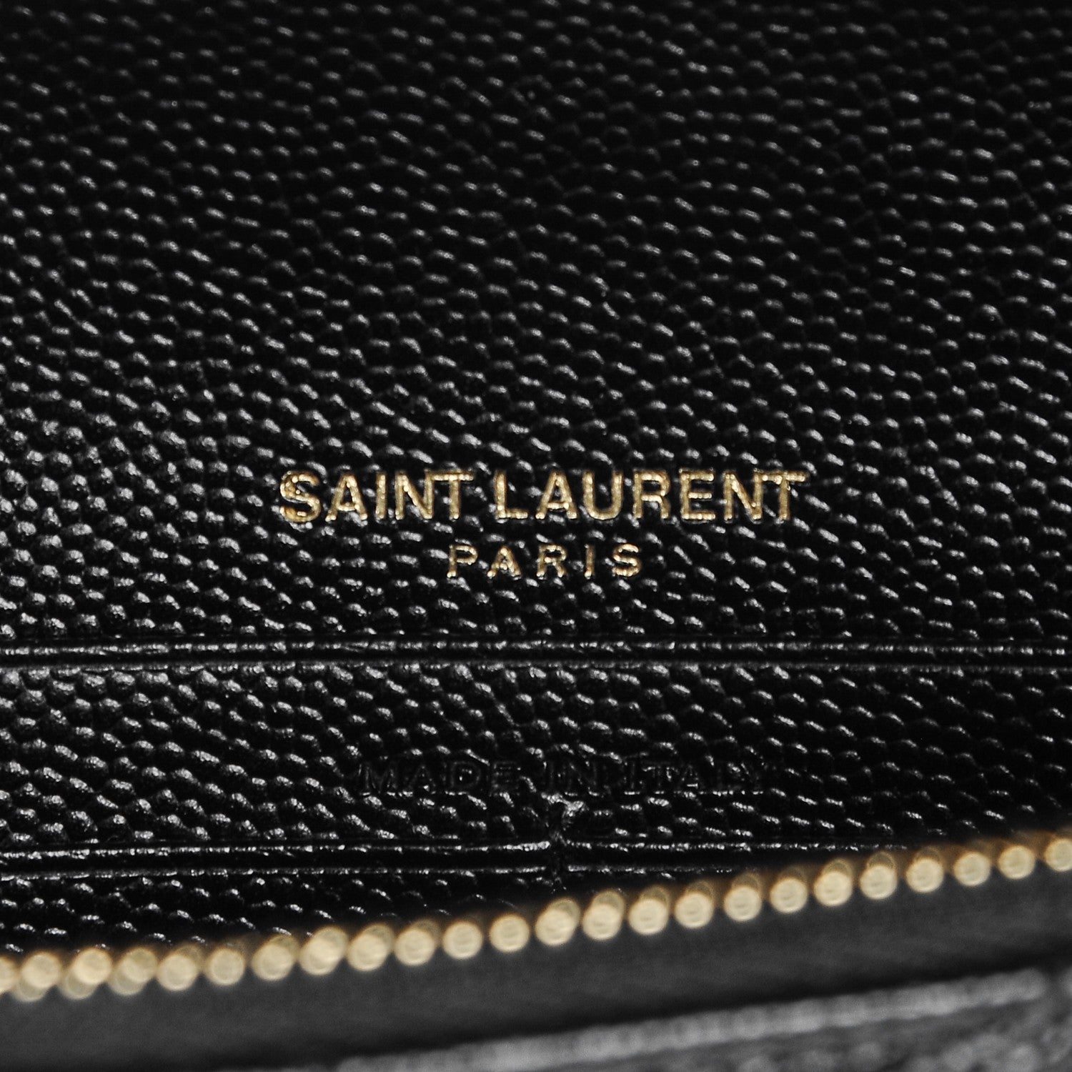 Saint Laurent Grain De Poudre Matelasse Chevron Monogram Chain Wallet Black 6 of 6