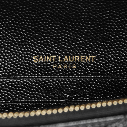 Saint Laurent Grain De Poudre Matelasse Chevron Monogram Chain Wallet Black 6 of 6