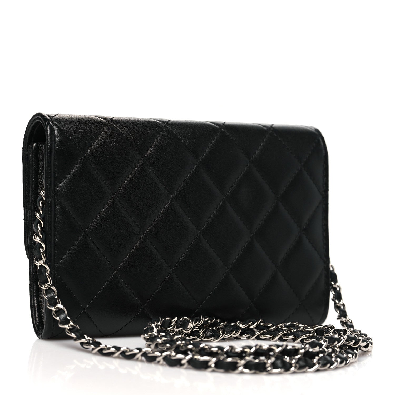 Chanel Lambskin Quilted Mini French Wallet On Chain WOC Black 3 of 11