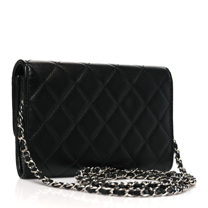 Chanel Lambskin Quilted Mini French Wallet On Chain WOC Black 3 of 11