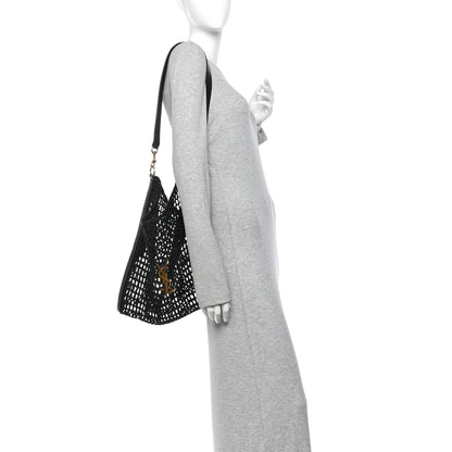 Saint Laurent Raffia Calfskin Oxalis Shoulder Bag Black 2 of 10