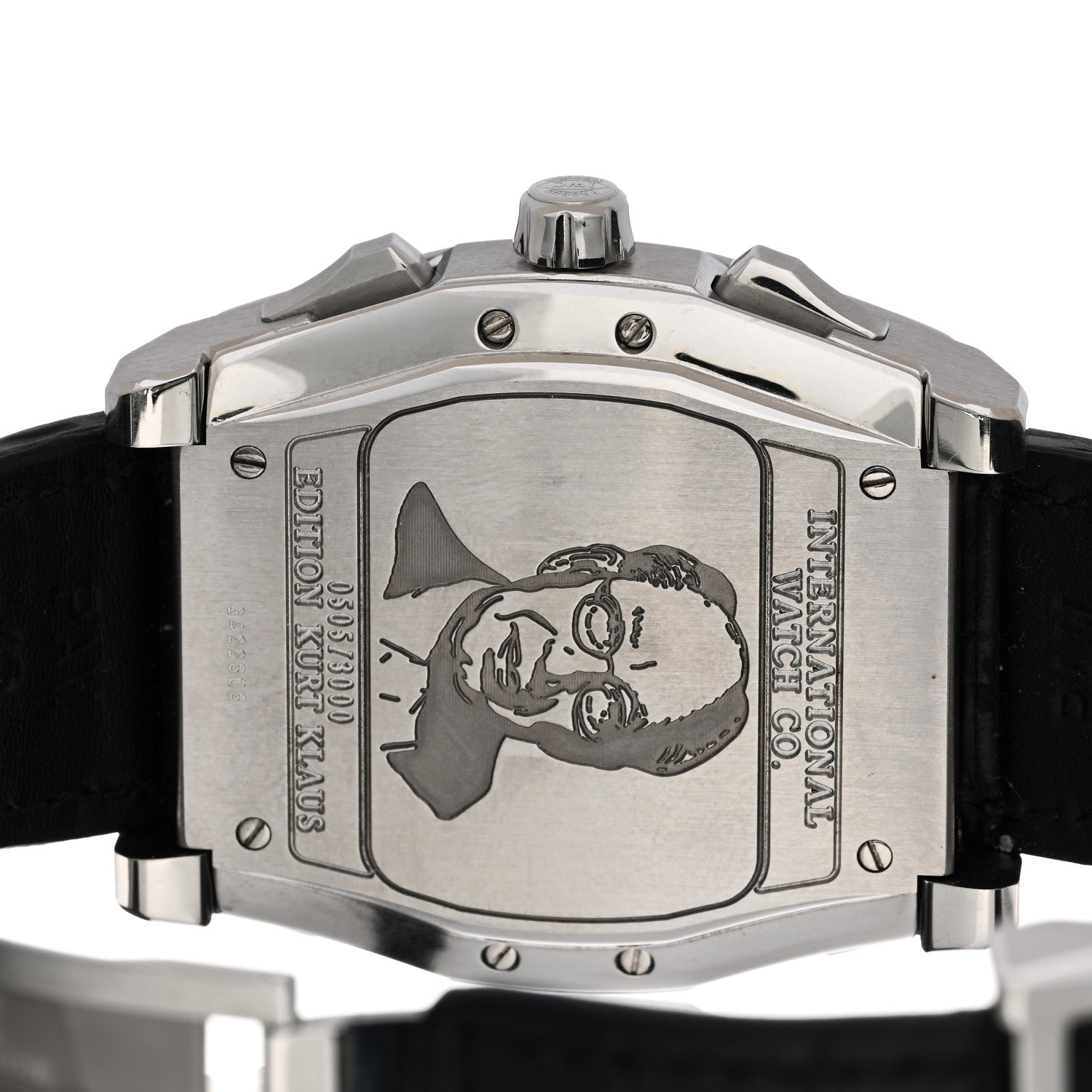 IWC Stainless Steel Alligator 43mm Da Vinci Kurt Klaus Limited Edition Chronograph Automatic Watch Black IW376204 4 of 4