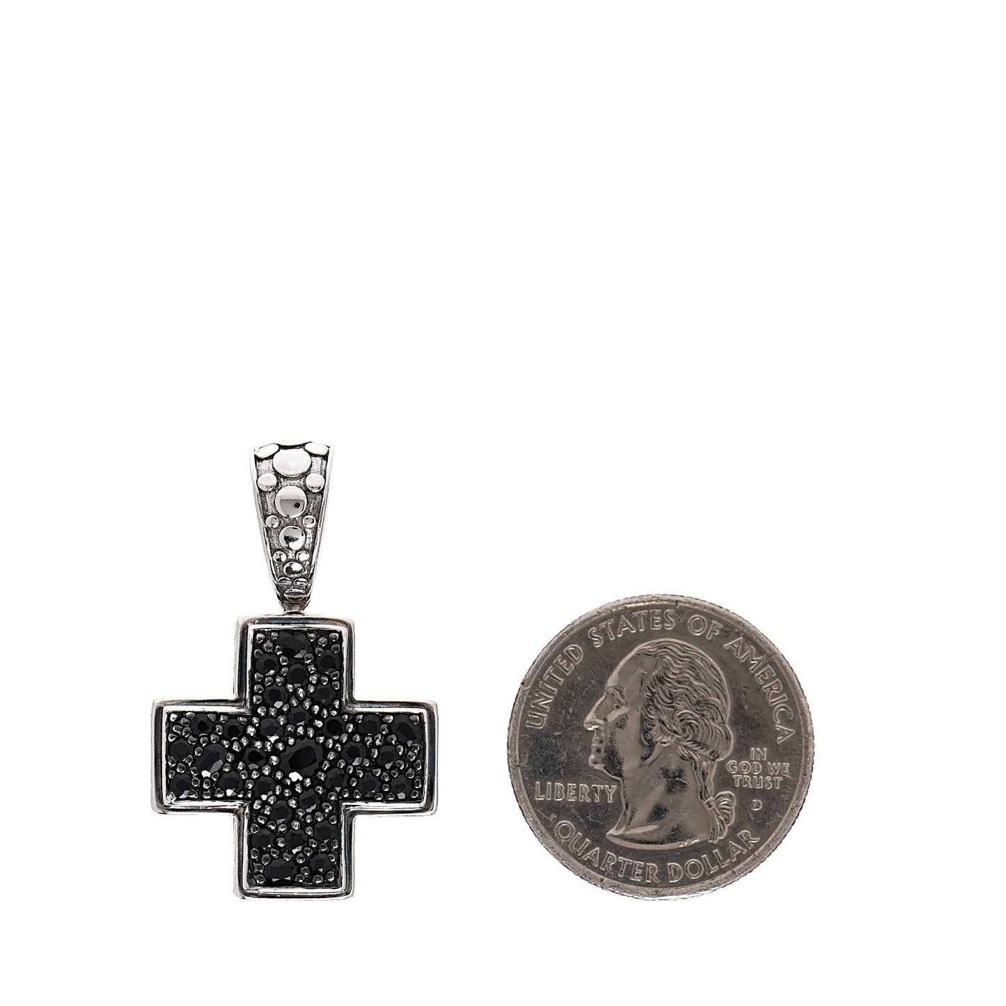 Sterling Silver Black Sapphire Dot Cross Pendant