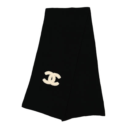 Chanel Cashmere CC Scarf Black White 2 of 3