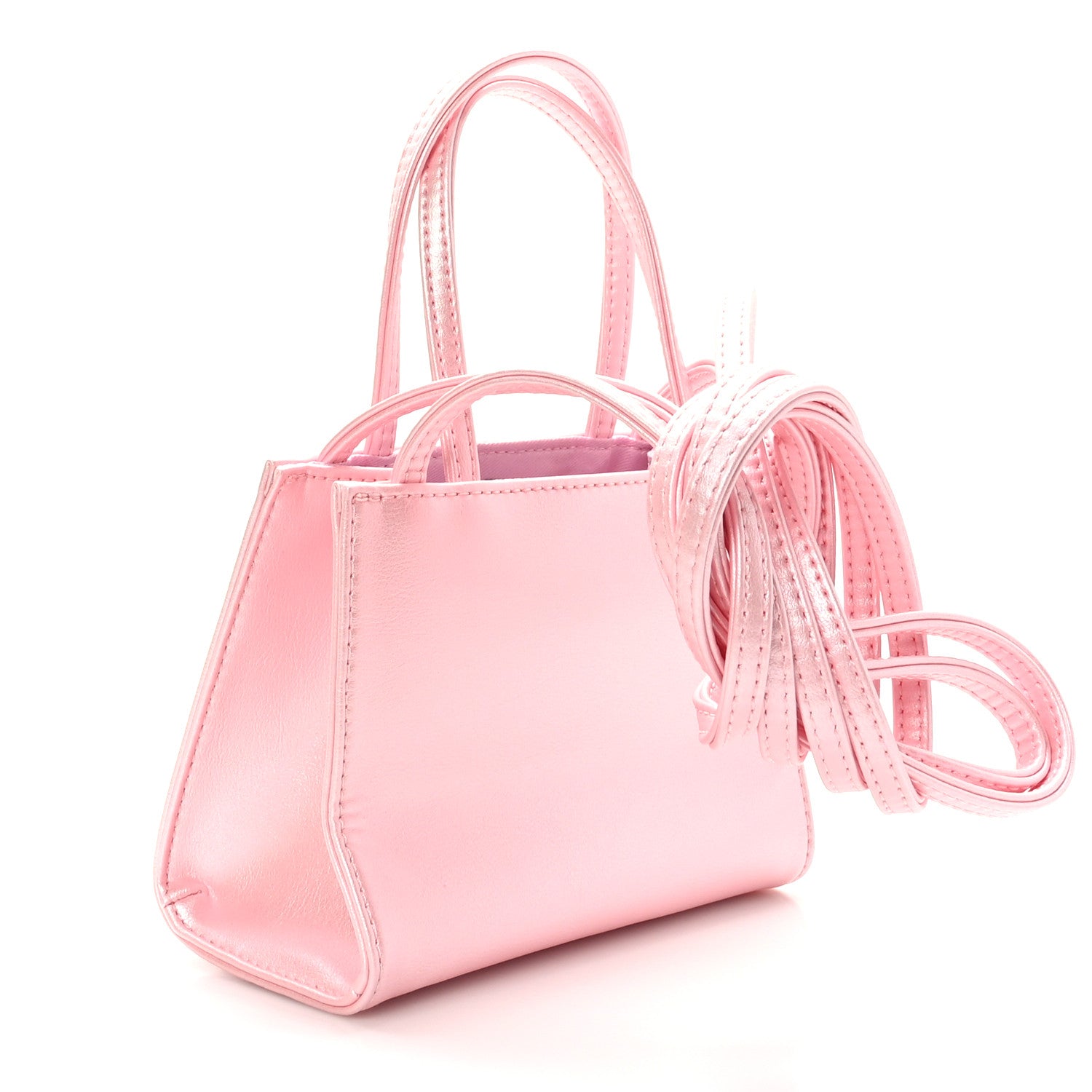 Telfar Metallic Vegan Leather Small Shopping Bag Ballerina 3 of 8