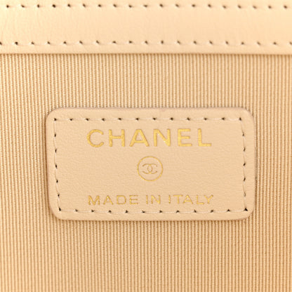 Chanel Calfskin Quilted Large Pearl Cosmetic Case Light Beige 6 of 7