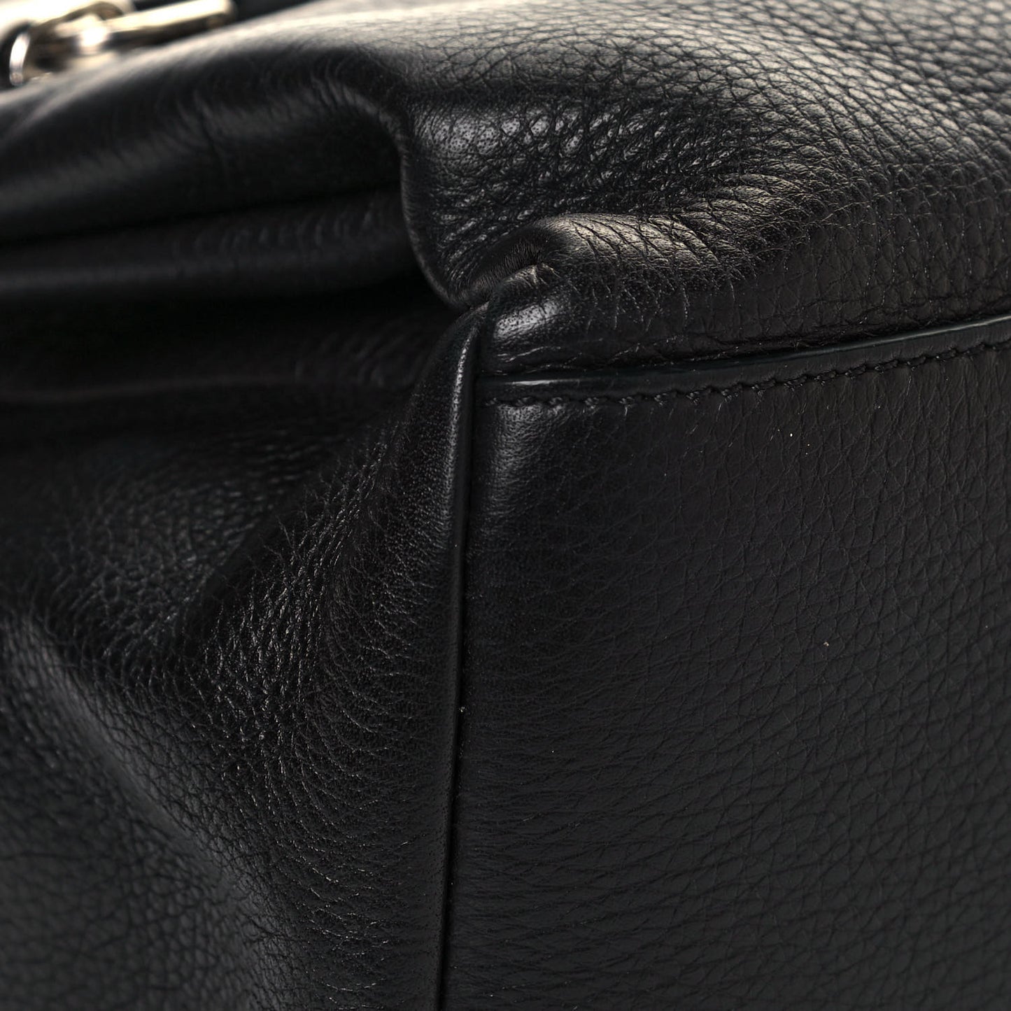 Grained Calfskin Medium Pandora Pure Flap Bag Black