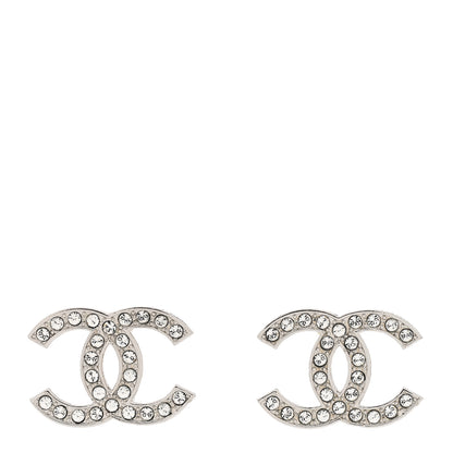 Chanel Crystal Timeless CC Earrings Silver 1 of 5
