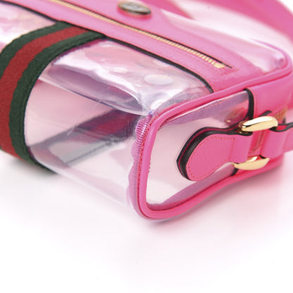Gucci Vinyl Web Mini Ophidia Transparent Shoulder Bag Fluorescent Fuchsia 7 of 9