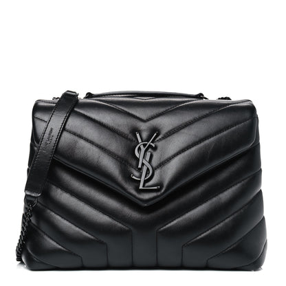 Saint Laurent Calfskin Y Quilted Monogram Small Loulou Chain Satchel Black 1 of 4