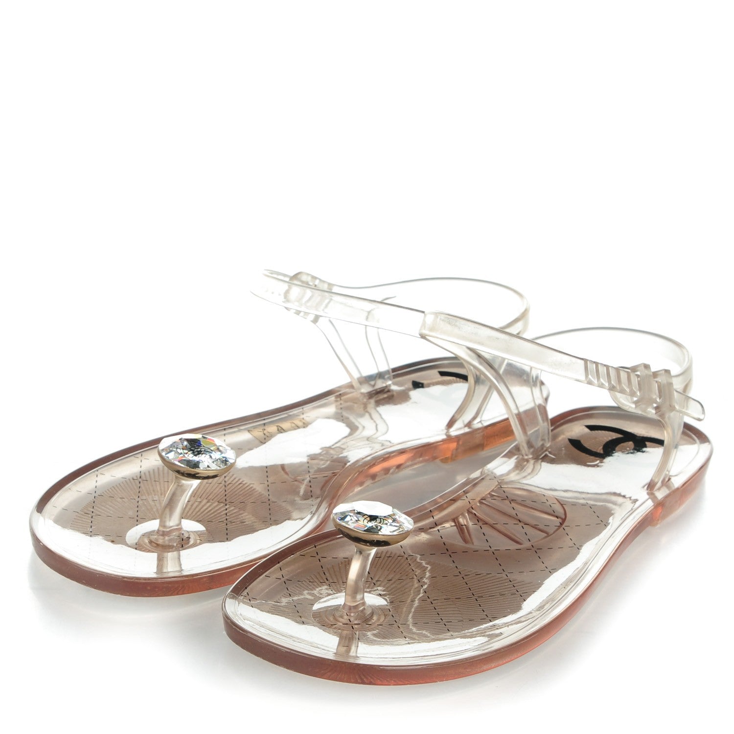 Chanel Jelly Crystal CC Thong Sandals 40 Clear 3 of 7