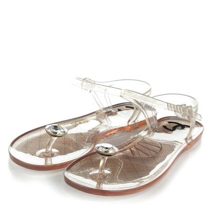 Chanel Jelly Crystal CC Thong Sandals 40 Clear 3 of 7