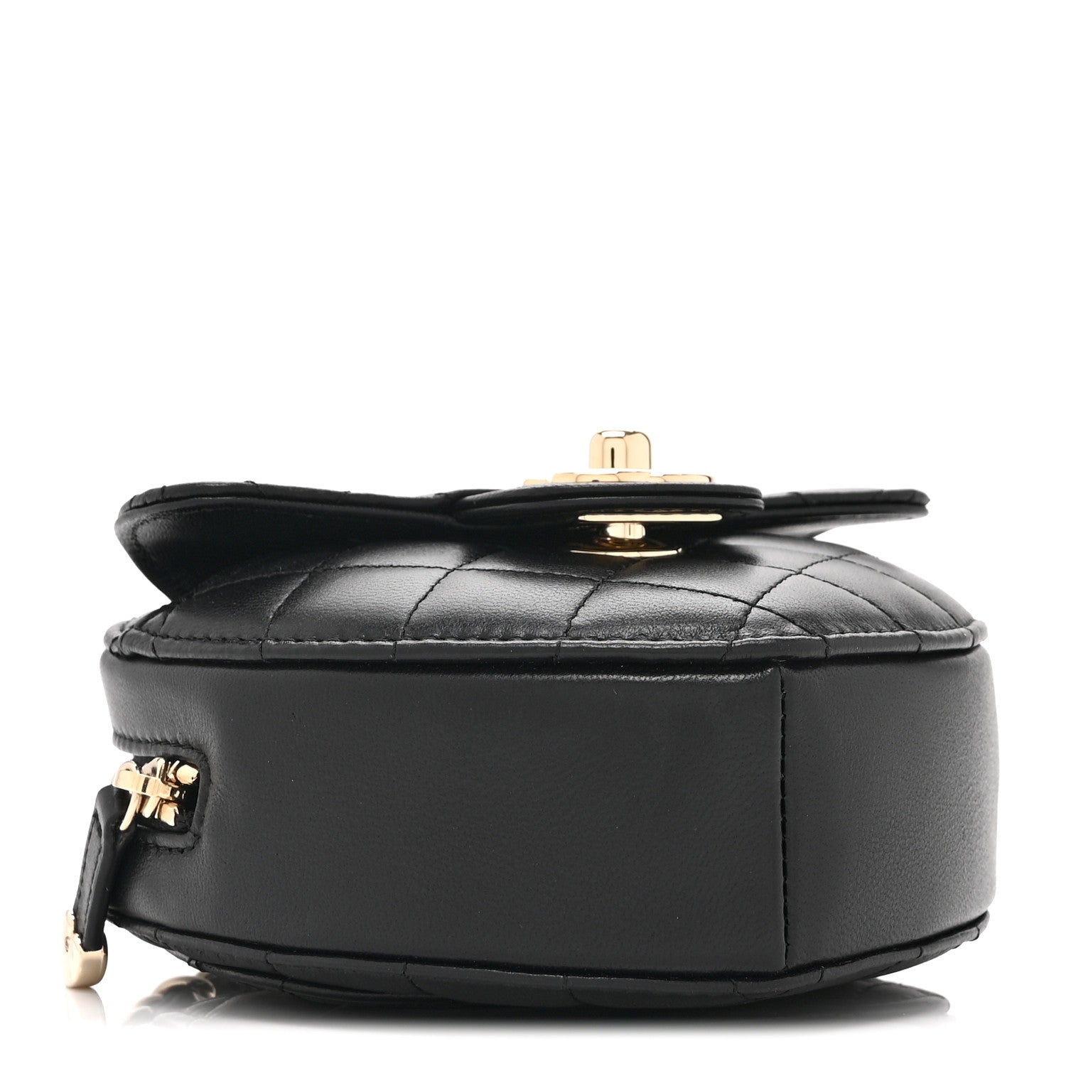 Chanel Lambskin Quilted CC In Love Heart Clutch With Chain Black 4 of 11